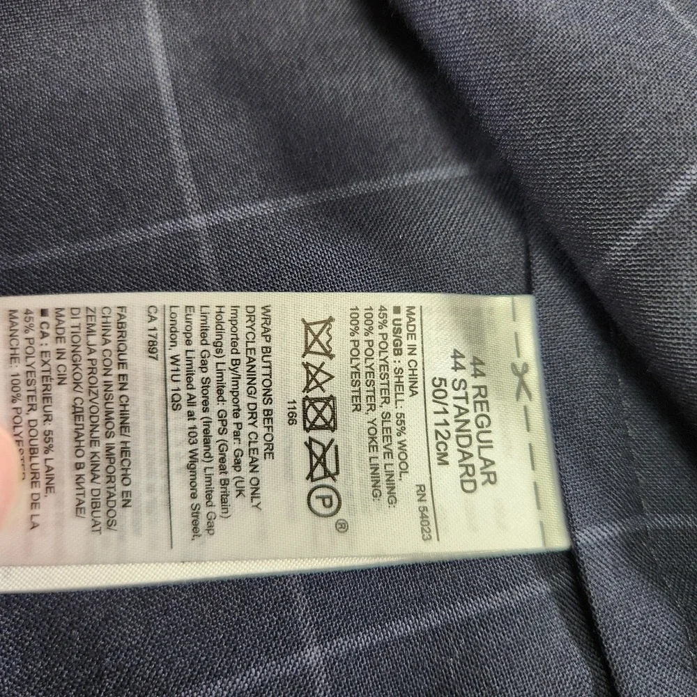 Banana Republic Blazer Men 44R Slim Fit Smart Weight Performance Wool Blend Navy